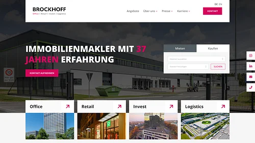 Screenshot der Brockhoff GmbH Homepage