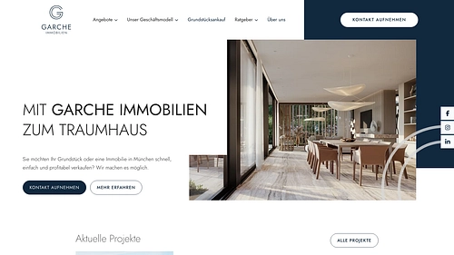 Screenshot der Garche Immobilien Homepage