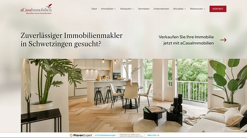 Screenshot der aCasa Immobilien Homepage