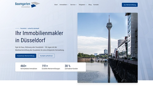 Screenshot der Baumgarten Immobilien GmbH & Co. KG Homepage