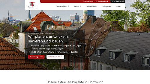 Screenshot der casa sogno GmbH Homepage