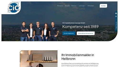 Screenshot der CIC Castella Immo Concept GmbH Homepage