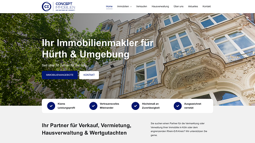 Screenshot der Concept Immobilien Homepage