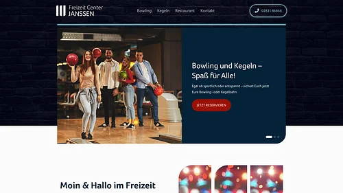 Screenshot der Freizeit Center Janssen Homepage