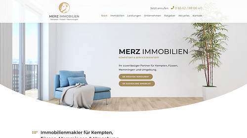 Screenshot der Merz Immobilien Homepage